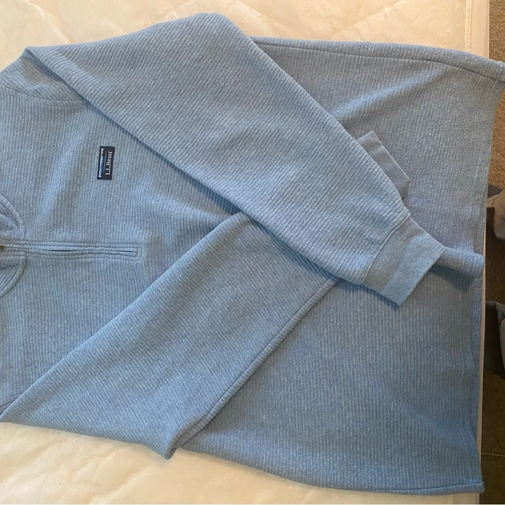 L.L. Bean Blue Zip Up Sweater with Standing Collar - like new - Picture 5 of 12